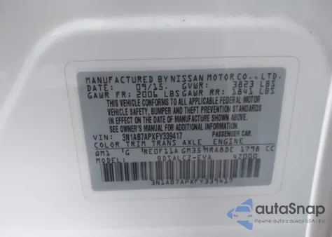 2015 Nissan Sentra S from USA, damaged, VIN 3N1AB7APXFY339417